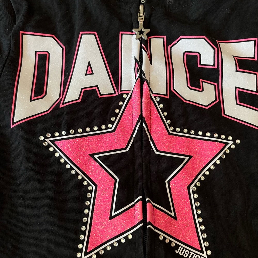 Justice size 8 Dance black with pink & white